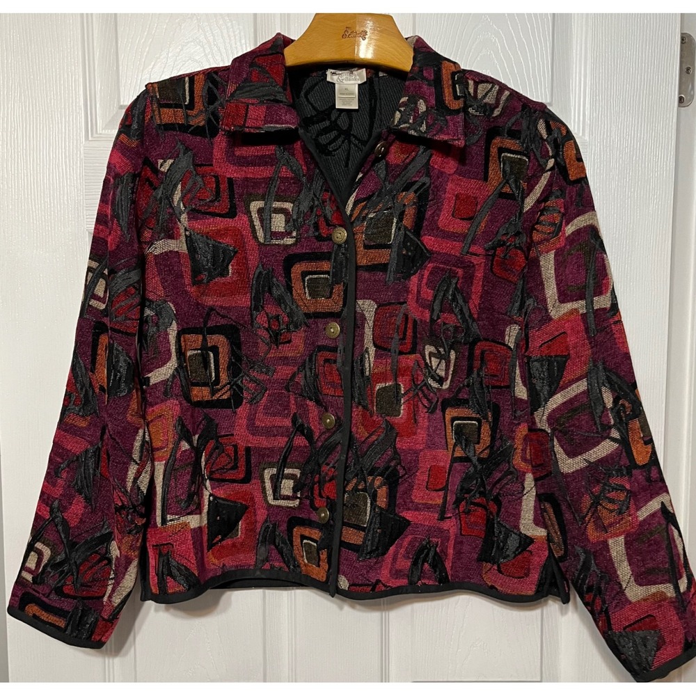 Christopher & Banks Abstract Geometric Tapestry Print Jacket Women's XL